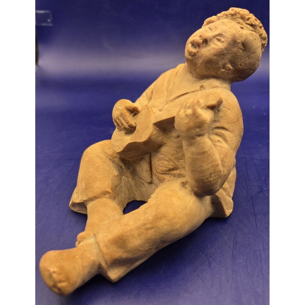 Vintage Figurine Of A Man Playing‎ A Mandolin Looking Up And Singing. 1940's #22